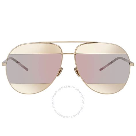 Dior Split Gold and Rose Gold Mirror Pilot Unisex Sunglasses